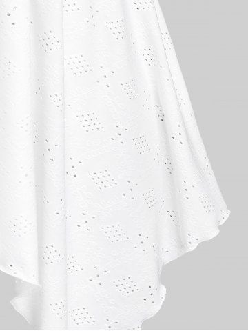 Plus Size Flutter Sleeves Net Tee and Twist Broderie Anglaise Handkerchief Top Set