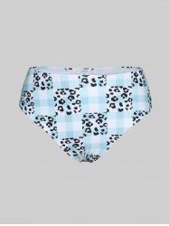 Slip de Bain Léopard à Carreau de Grande Taille - Bleu clair 3X