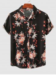 Fresh Style Flowers Pattern Short Sleeves Shirt -  