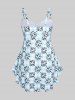 Plus Size Leopard Plaid Knot Padded Tankini Top Swimsuit -  
