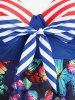 Plus Size Halter Patriotic American Flag Butterfly Print Tankini Top -  