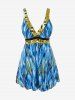 Plus Size Abstract Print Low Cut Modest Tankini Top -  
