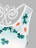 Daisy Print Guipure Lace Insert Casual Tank Top -  
