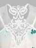Daisy Print Guipure Lace Insert Casual Tank Top -  
