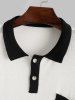 Semi-translucent Color Spliced Polo Collared Knitted Short Sleeves T-shirt -  