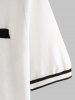 Semi-translucent Color Spliced Polo Collared Knitted Short Sleeves T-shirt -  