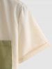 Chemise en Blocs de Couleurs avec Poche en Avant Design à Manches Courtes - Vert clair S