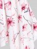Plus Size Flutter Sleeves Cinched Strappy Asymmetric Floral Top -  