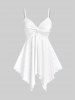 Plus Size Flutter Sleeves Net Tee and Twist Broderie Anglaise Handkerchief Top Set -  