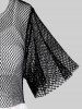 Plus Size Flutter Sleeves Net Tee and Twist Broderie Anglaise Handkerchief Top Set -  