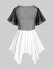 Plus Size Flutter Sleeves Net Tee and Twist Broderie Anglaise Handkerchief Top Set -  