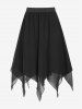 Plus Size Hanky Hem Pull On Mesh Midi Skirt -  
