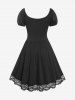 Robe Corset Vintage Gothique Noué à Ourlet en Dentelle à Lacets - Noir 2X | US 18-20