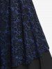 Robe Vintage Ajustée Evasée Ceinturée Bouclée Fleurie en Dentelle à Bretelle Grande Taille - Bleu profond 3X | US 22-24