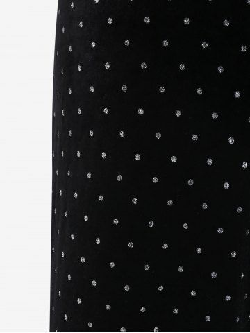 Plus Size Polka Dot Belted Velour Wide Leg Pants