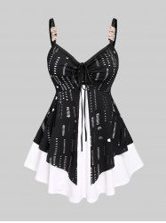 Plus Size Hollow Out Cinched Ruched Backless 2 in 1 Tee -  