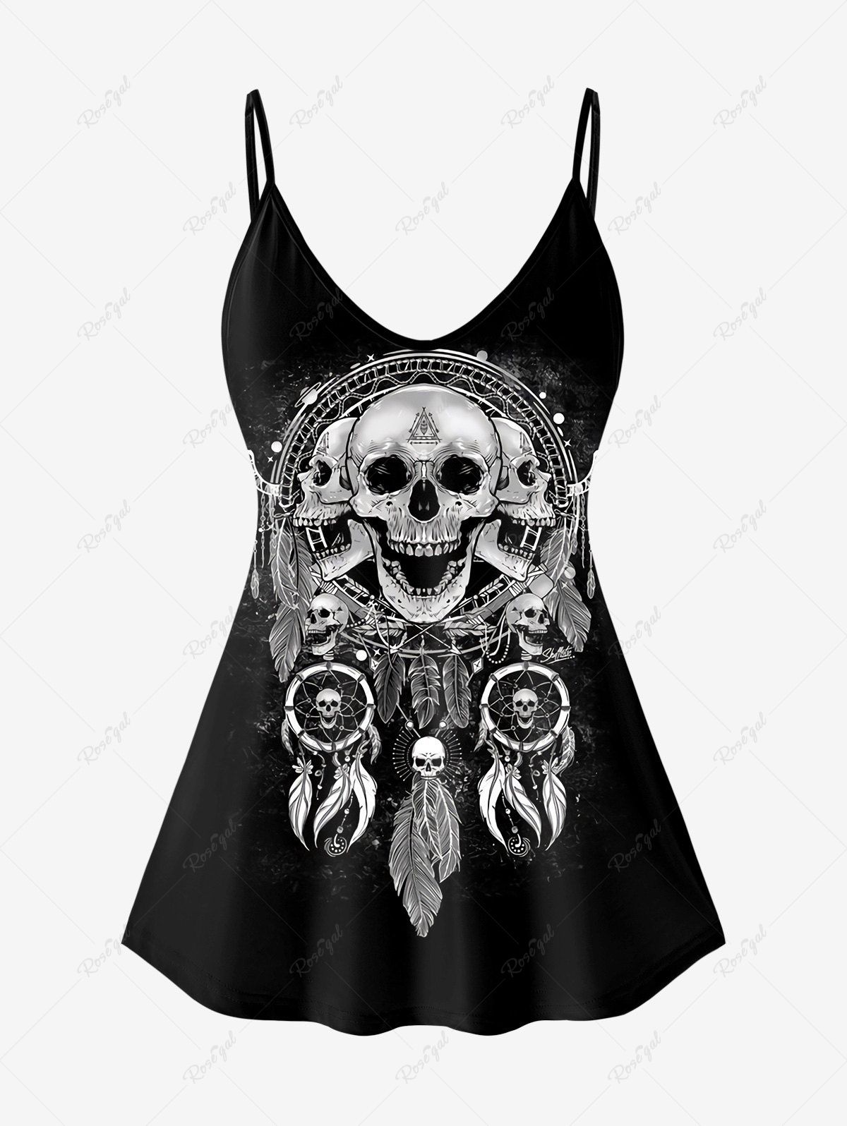 Sale Gothic Skull Dreamcatcher Print Cami Top (Adjustable Straps)  