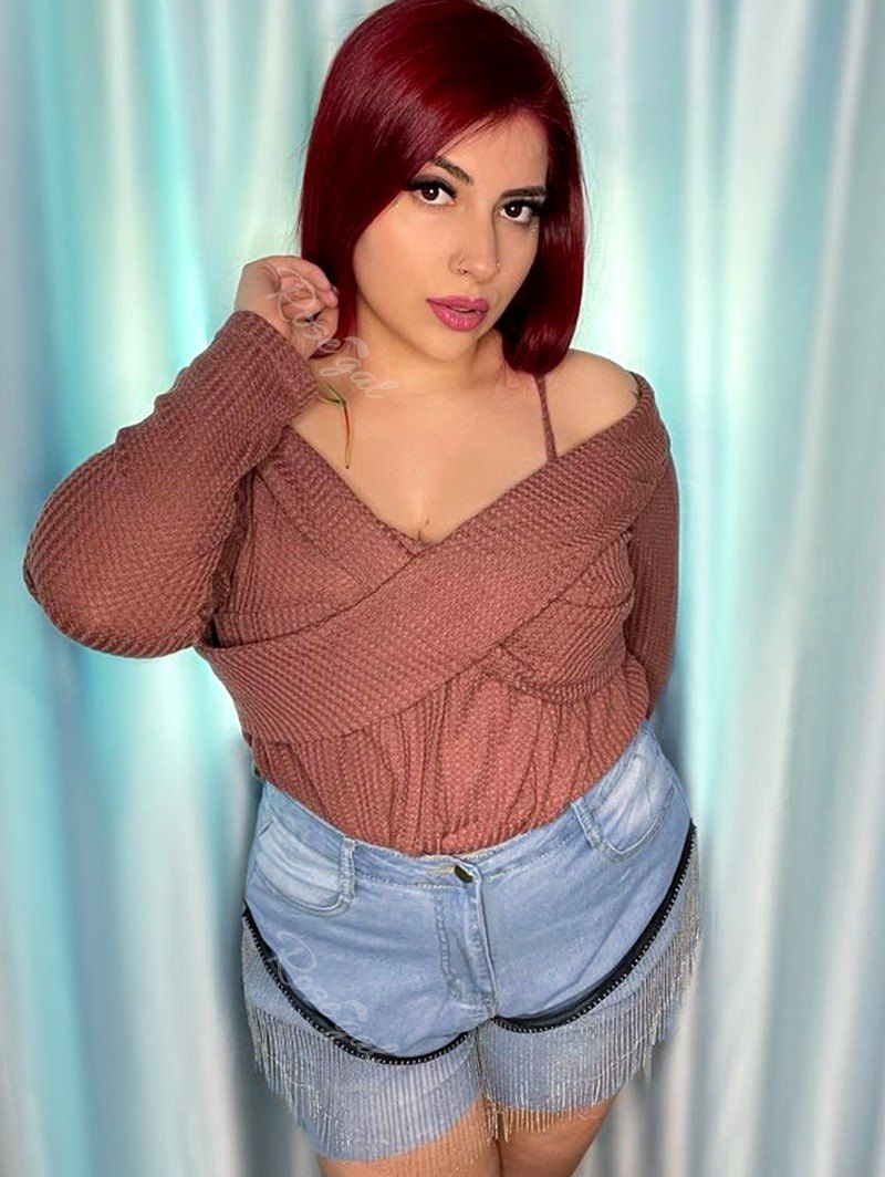 Buy Mesh Panel Raw Hem Metallic Chains Plus Size Denim Shorts  