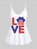 American Flag LOVE Cat Paw Graphic Cami Top and Capri Leggings Plus Size Summer Patriotic Outfit -  