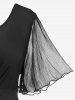 Plus Size Keyhole Lace Frill Mesh Flutter Sleeves A Line Midi Dress -  