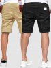 2Pcs Patch Design Casual Knee-length Shorts -  