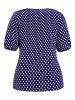 Plus Size Polka Dot Square Collar Short Sleeve Blouse -  