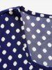 Plus Size Polka Dot Square Collar Short Sleeve Blouse -  
