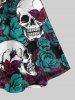 Robe Ligne A Gothique Croisée Rose Crâne Imprimés sans Manches - Vert L | US 12
