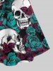 Gothic Rose Skull Print Crisscross Detail Sleeveless A Line Dress -  