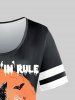 T-shirt Gothique Chat Chauve-souris Rayé Détaillé - Noir 5x | US 30-32