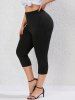 Plus Size Side Pockets Skinny Capri Leggings -  