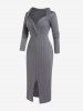 Plus Size Cold Shoulder Cutout Cable Knit Bodycon Midi Knit Dress -  