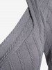 Robe Mi-Longue Moulante Découpée en Tricot à Câble à Epaule Dénudée de Grande Taille - Gris 5x | US 30-32