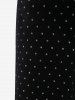 Pantalon Ceinturé en Velours à Pois à Jambes Larges Grande Taille - Noir 1X | US 14-16