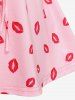 Plus Size Lips Printed Flutter Sleeves Tie Surplice Top -  