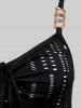 Plus Size Hollow Out Cinched Ruched Backless 2 in 1 Tee -  