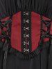 Robe Corset Gothique Superposée Haute Basse à Volants à Lacets - Rouge foncé 5x | US 30-32
