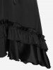 Robe Corset Gothique Superposée Haute Basse à Volants à Lacets - Rouge foncé 5x | US 30-32