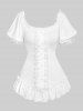 Gothic Retro Frilled Lace Panel Ruffle Top -  