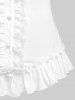 Gothic Retro Frilled Lace Panel Ruffle Top -  