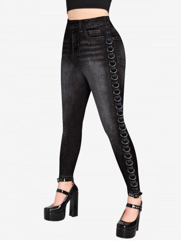 Legging Gothique 3D Jean Imprimé - BLACK - 5X | US 30-32