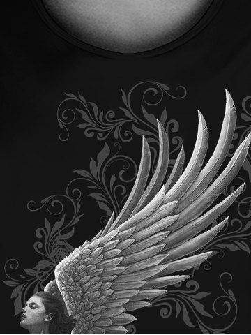 Gothic Beauty Wing Print T-shirt