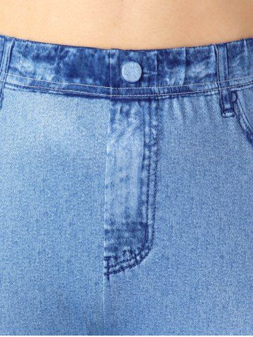 Plus Size 3D Jean Lace Print Capri Jeggings