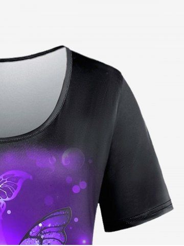 Plus Size 3D Sparkles Butterfly Printed Short Sleeves Tee