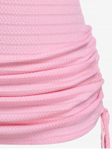 Plus Size Textured Cowl Front Cinched Ruched Cami Top