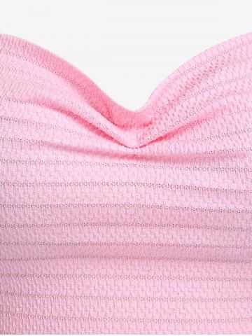 Plus Size Textured Cowl Front Cinched Ruched Cami Top