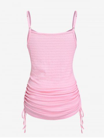 Plus Size Textured Cowl Front Cinched Ruched Cami Top