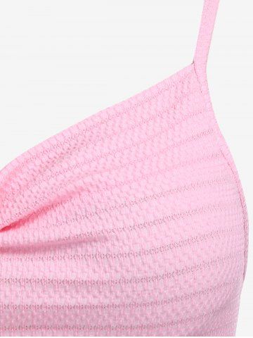 Plus Size Textured Cowl Front Cinched Ruched Cami Top