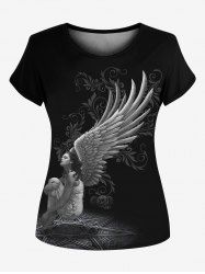 T-shirt Aile de Beauté Gothique Imprimé - Noir XL