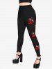 Gothic Cat Paws Print Open Shoulder T-shirt and Cat Paws Print Skinny Leggings Outfit -  